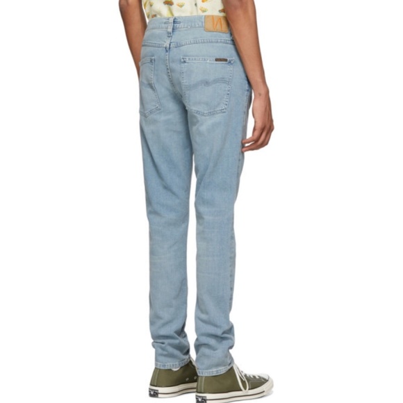 NUDIE JEANS  LEAN DEAN FADED REGULAR-FIT JEANS IN LIGHT BROKEN INDIGO-32 - Picture 1 of 16